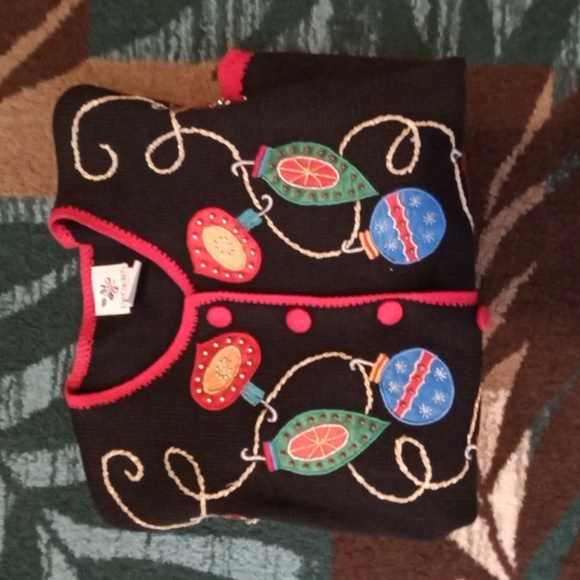 Nutcracker Vintage Holiday Ornament Knit Holiday Womens Sweater Button Small - Picture 9 of 10